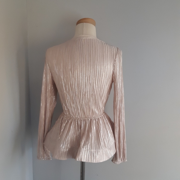 NWOT Luxxel WOMEN'S long sleeve blouse pink silver Size M - Picture 2 of 15